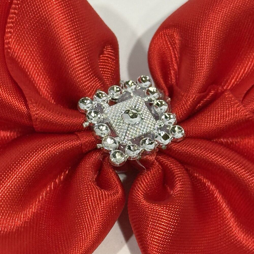 Hair Bow Set 2 Ponytail For Girls Red 2.5x3 Inch New - Picture 4 of 9